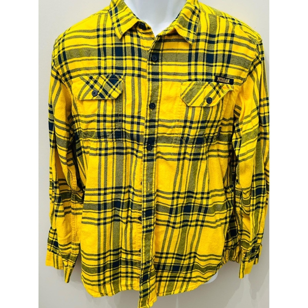 Columbia Michigan Wolverines Flare Gun Flannel Long Sleeve Medium Maize Men's